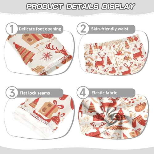 KLL Vintage Christmas Deer Elements Background Toddler Girls' Cotton Pants Fashion High Waisted Leg Yoga Pants Sports3