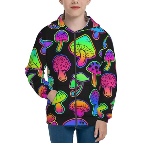 Bright Mushrooms Kid Hoodies Boys Zip Up Sweatshirts Girls Pullover with Pocket3