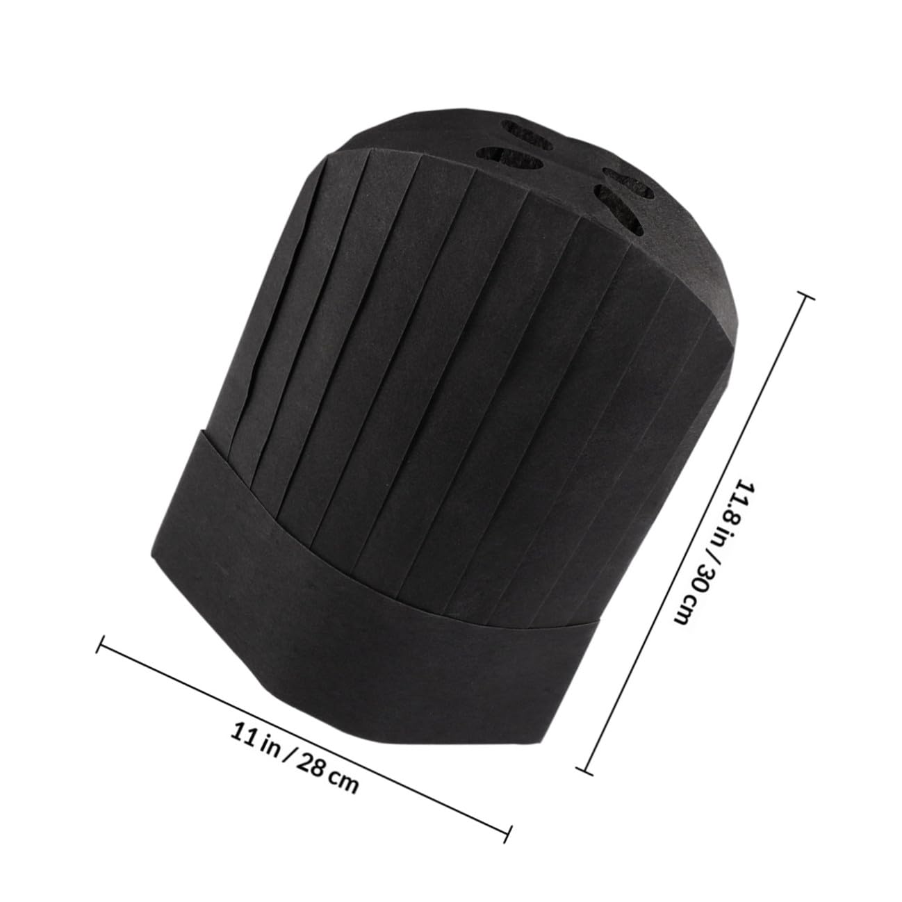 Gorro de Chef Desechable 12 Pulgadas Papel Negro 20 Piezas Cocina | Uso Cómodo y Suave, Apto para Chefs y Cocineros, Escuelas de Catering, Estilo de Trabajo