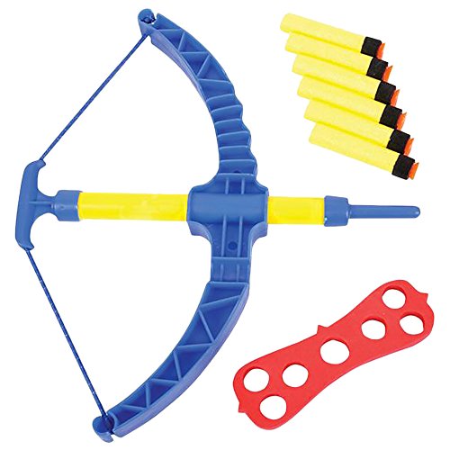 ArtCreativity Blue Super Bow and Arrow Shooter Set - Comes in Blister Card Packaging - Includes Air-Powered Bow, Barrel, Six Soft Darts, Instructions and Cut-Out Dartboard - Sports Toy