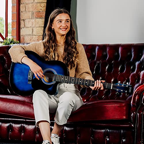 Image of 3rd Avenue Full Size 4 /4 Cutaway Acoustic Guitar Pack Bundle for Beginners - Bag, Strap, Picks and Spare Strings - Blue