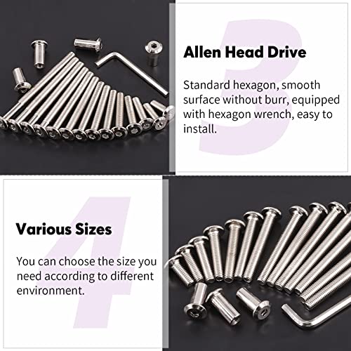 Swpeet S1860 25Pcs M6X20Mm Nickel Plated Sliver Binding Screws Hex Drive Socket Cap Bolts Barrel Nuts Assortment Kit thumb #3