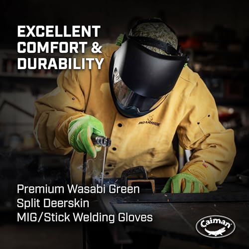 Caiman Wasabi Green Split Deerskin Gloves