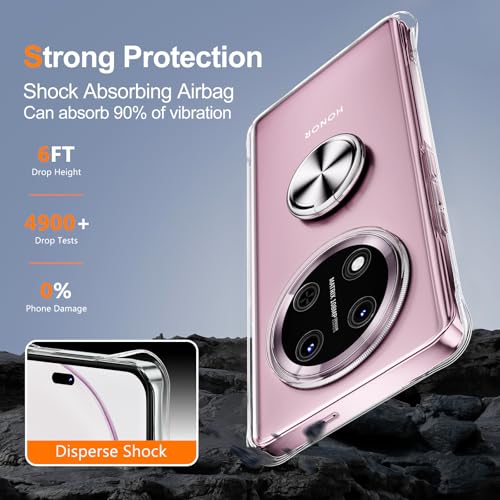 Coque transparente Honor Magic 7 Lite 5G avec bague de protection chic dorée - 4