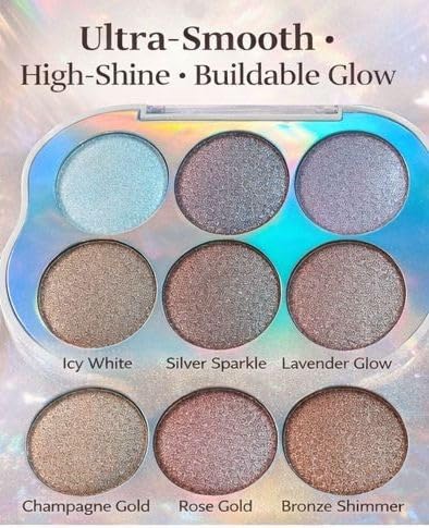 6Shade Shimmer Highlighter Eyeshadow Palette UltraGlow Metallic Finish LongLasting Blendable Face Eye Makeup Palette-image-5