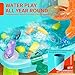 Pupu Pig Water Table Play Sink Toys for Toddlers, Kids Play Kitchen Sink with Running Water, 360° Electric Faucet, Floating Fishing Game, Sensory Water Table Toys for Boys Girls Summer Gifts