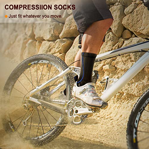 Image of BULLIANT Men 6-Pack Athletic Compression Crew Socks for Running Gym Sports