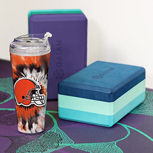 Image of Rico Industries NFL Football Glitter 24oz Acrylic Glitter Tumbler with Hinged Lid, Officially Licensed Double Wall Tumbler with Straw