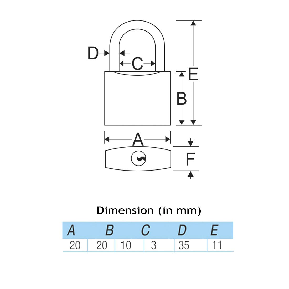 Harrison Luggage Lock C I-0320 Key Padlock with 3 Keys Mild Steel Solid Body Hardened Shackle Suitable for Suitcase Lock, Bag Lock, Bagpack, Small Locks - Grey (Pack of 4) — Amazon image 7