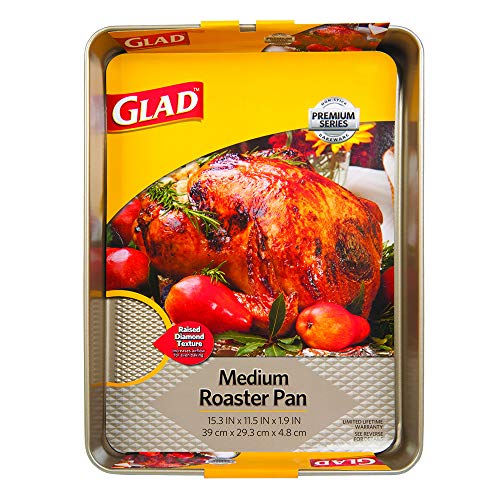 Glad Premium Nonstick Roaster Pan – Oven Baking Sheet with Raised Diamond Texture
