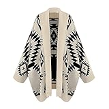 OrangeTag AWEIDS Aztec Geometric Print Batwing Knitwear Oversized Open Front Cardigan
