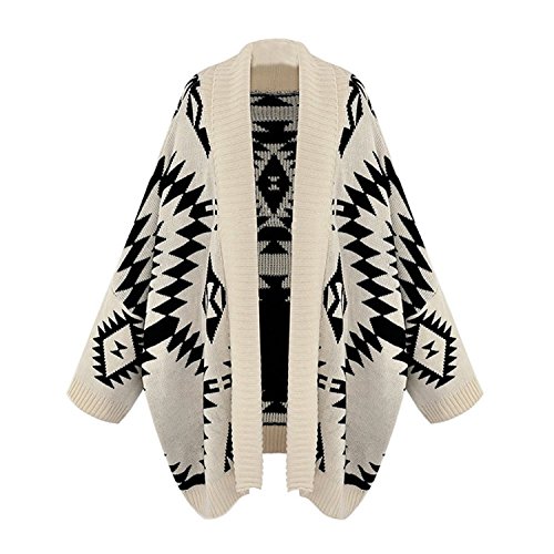 OrangeTag AWEIDS Aztec Geometric Print Batwing Knitwear Oversized Open Front Cardigan