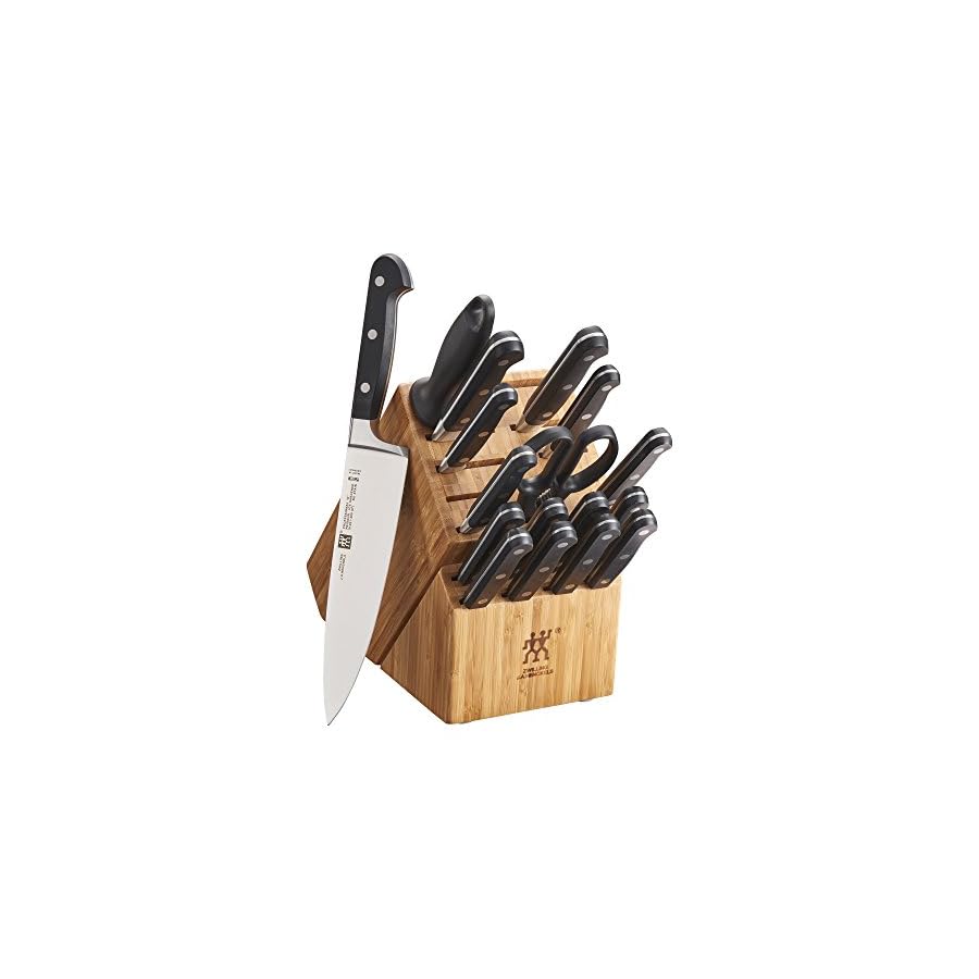 ZWILLING-Professional-S-18-pc-Kitchen-Knife-Set-with-Block-Chefs-Knife-Serrated-Utility-Knife-Black ZWILLING Professional S 18-Piece Razor-Sharp German Block Knife Set, Made in Company-Owned German Factory with Special Formula Steel perfected for almost 300 Years, Dishwasher Safe