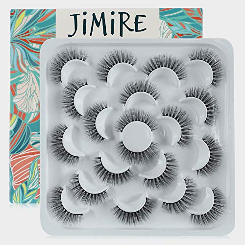 JIMIRE 10 Pairs False Eyelashes Fluffy Volume Eyelashes Dramatic Reusable False Lashes