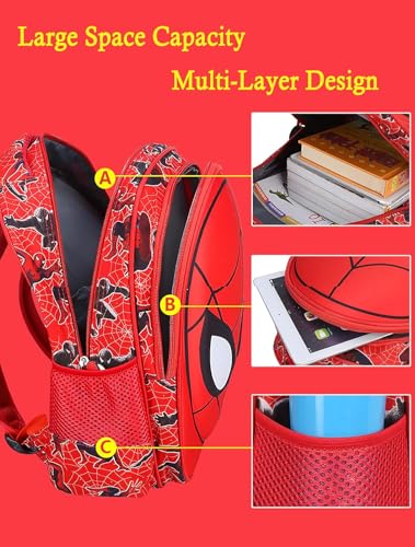 cartoon spidey schoolbag, with a pencil case, features a 3D design. It's waterproof, large - capacity, suitable for primary school boys, and ideal for back to school. (14in) - Image 5