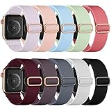 Maledan 10 Pack Stretchy Nylon Solo Loop Compatible with Apple Watch Band 38mm 40mm 41mm Women Men, Soft Adjustable Braided Sport Elastic Wristband for iWatch Bands Ultra Series SE/8/7/6/5/4/3/2/1