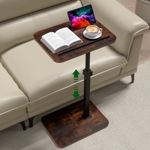 Image of 360 Swivel Adjustable Height Sofa Side TV Tray Table