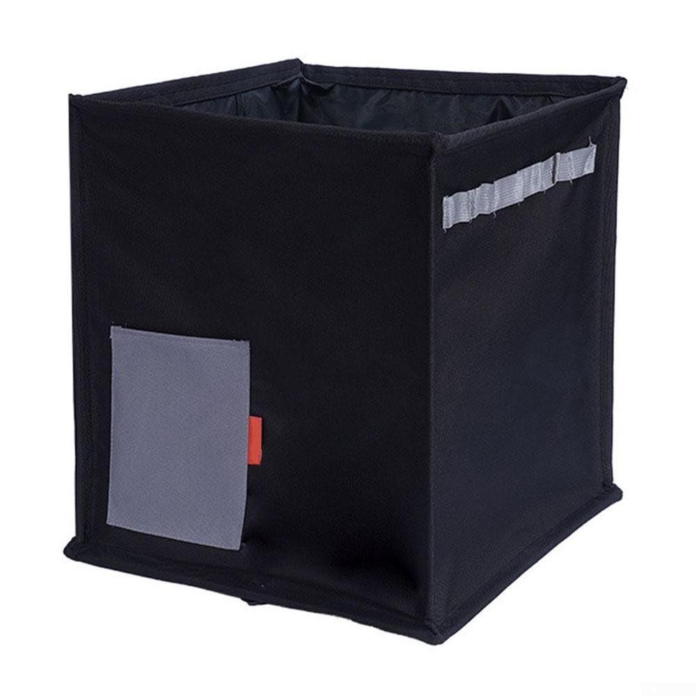 Linnkyfloa Foldable Storage Box 40x40x40cm, Portable Camping Organizer Trash Toys Laundry, Fabric Basket with Handle Outdoor Picnic Travel Black(Black)