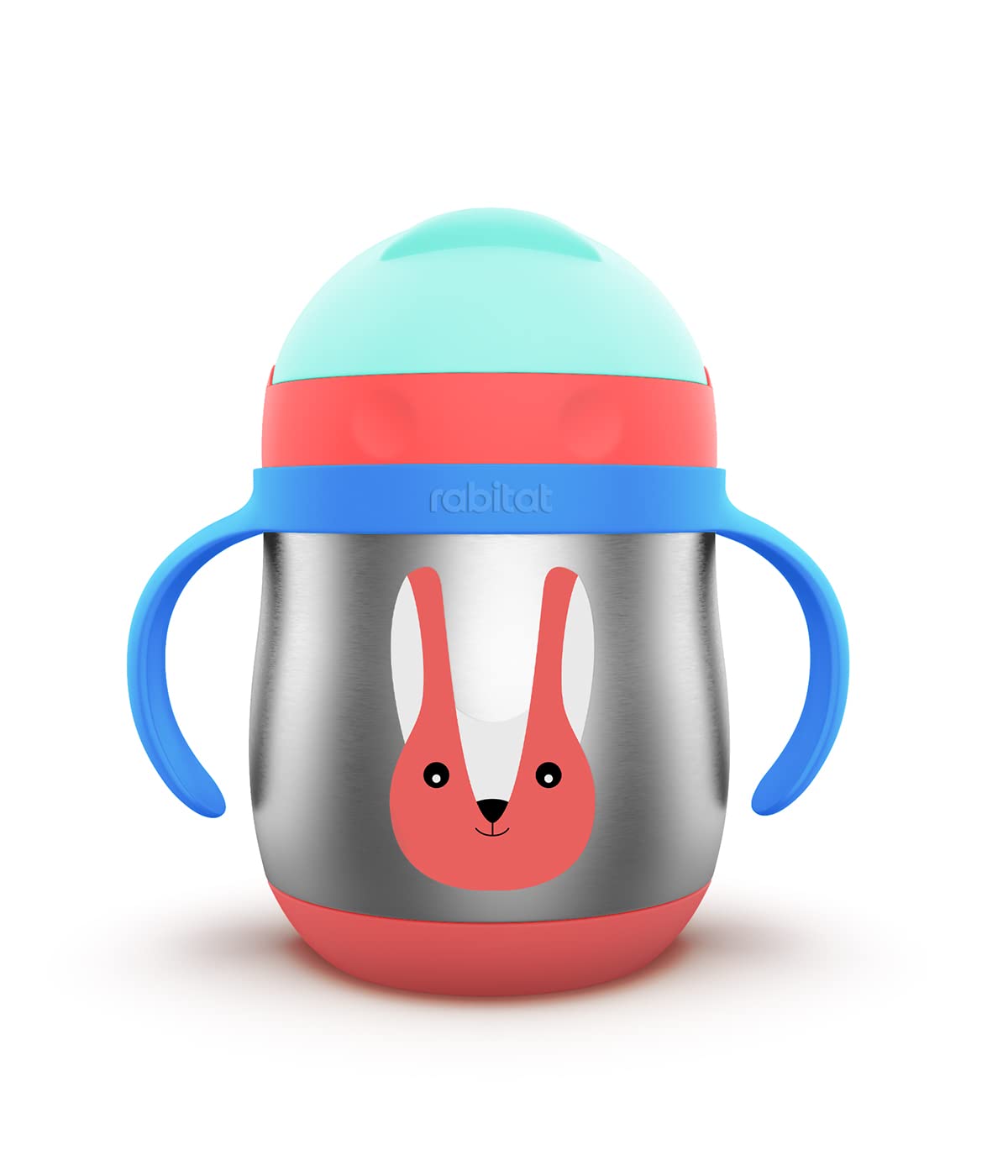 rabitat First Step Gravity Sipper Bunny Boo - 2 Years Brand Warranty I Stainless Steel Sippy Cup for Babies/Toddlers/Kids with Weighted Straw 360 ml