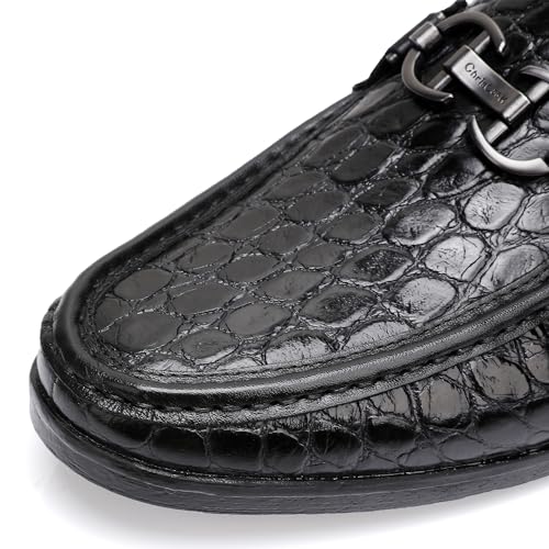 Classical Loafers for Men, Crocodile Pattern Leather Dress Shoes Slip on Loafers Bit Loafers2