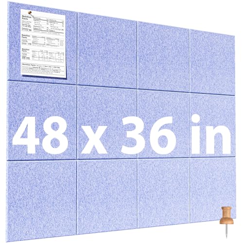 Image of MaxGear Felt Bulletin Board 48 inch x 36 inch, Light Blue Felt Wall Tile Wall Decor