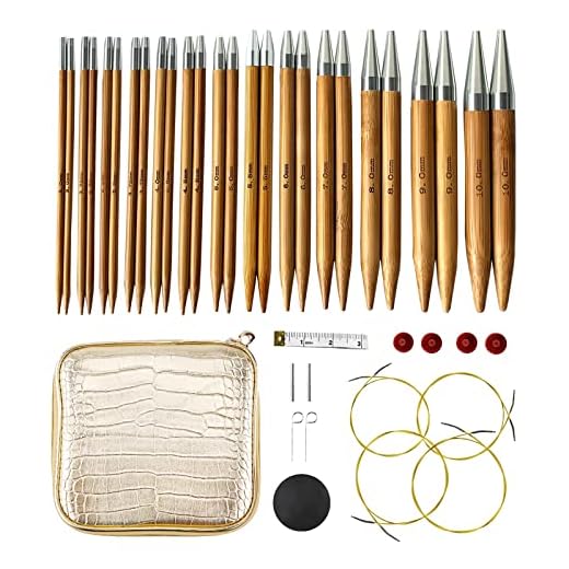Bamboo Circular Knitting Needles Set with 13 Sizes,Interchangeable Circular Knitting Needles with Storage Case for Any Crochet Patterns & Yarns Projects