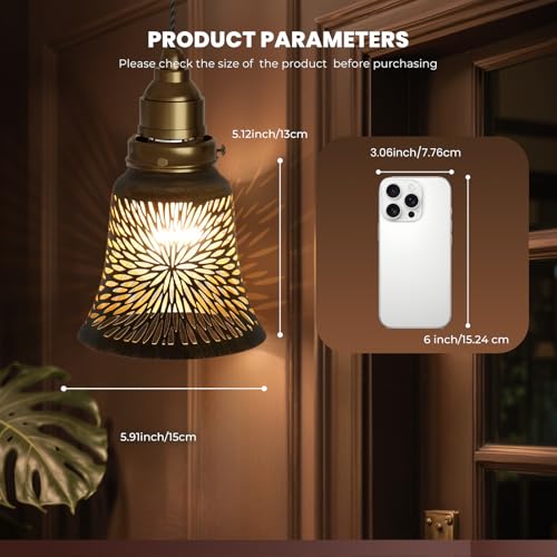 Image of 4 Pack Bronze-Gold Chrysanthemum Fixture Replacement Globes Shades with 1-5 /8 inch Fitter, ALUCSET 4.72 inch Height and 4-3 /4 inch Diameter, Metal Cover for Pendant Lamp Wall Lamp