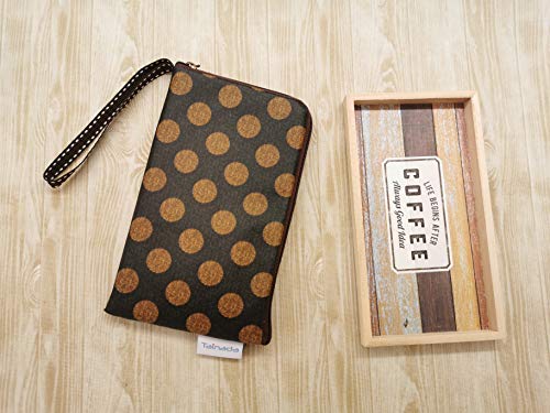 Image of Taianda Women Phone Wristlet Wallet Pouch (Gray Brown Polka Dots)
