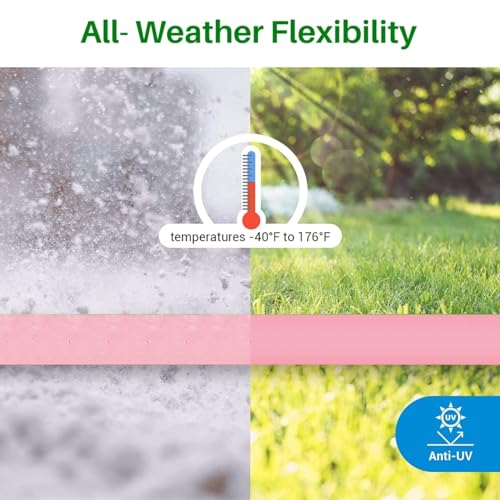 Image of ecofynd 30 Meter /100 Feet, 1 /2 Inch Flexible PVC Pink Water Pipe, Heavy Duty Long Pipes with Hose Connectors & Clamps, Home Garden, Car Wash, Floor Clean, Park Cleaning, Outdoor Indoor Use