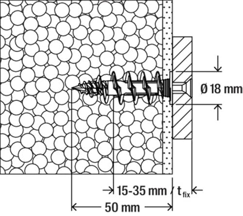 Fischer FID II 50 mm, 4 x Manteldübel mit Schraube, Isolierung, zur Befestigung von leichten Lasten, 573823