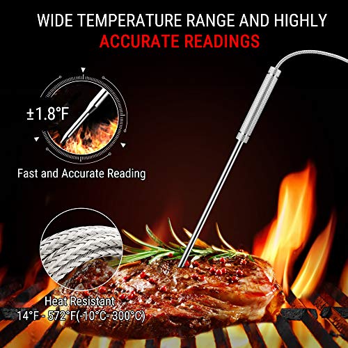 ThermoPro TP27C 150m Funk Grillthermometer mit 4 Sonden Fleischthermometer Bratenthermometer IPX4 Wasserdicht große LCD-Anzaige Küchenthermometer für BBQ, Gasgrill, Dutch Oven – Bild 5