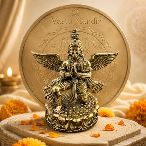 Image of Brass Garud Dev Idol, Vastu Remedy for Protection (4.5 Inch, 330 g)