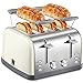 Yabano Tostapane a 4 fette, inserto per panini, 7 livelli di doratura, funzione di centraggio, con cassetto raccogli briciole rimovibile, alloggiamento in acciaio inox, 1800 W, stile retrò