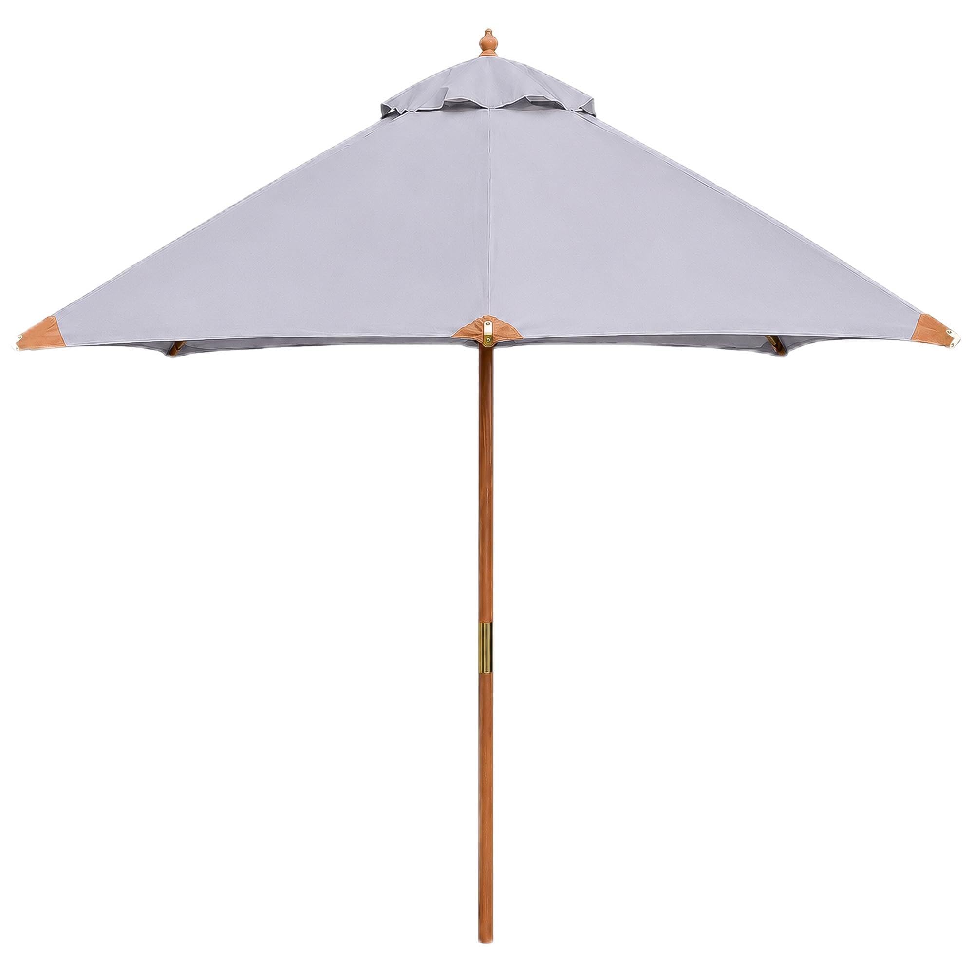 Garden Market Place Light Grey Hardwood Garden Parasol, Garden Umbrella With Pulley Lift, Water-Repellent 180G/M² Polyester Canopy, Wind Vent And Reinforced Rib Frame