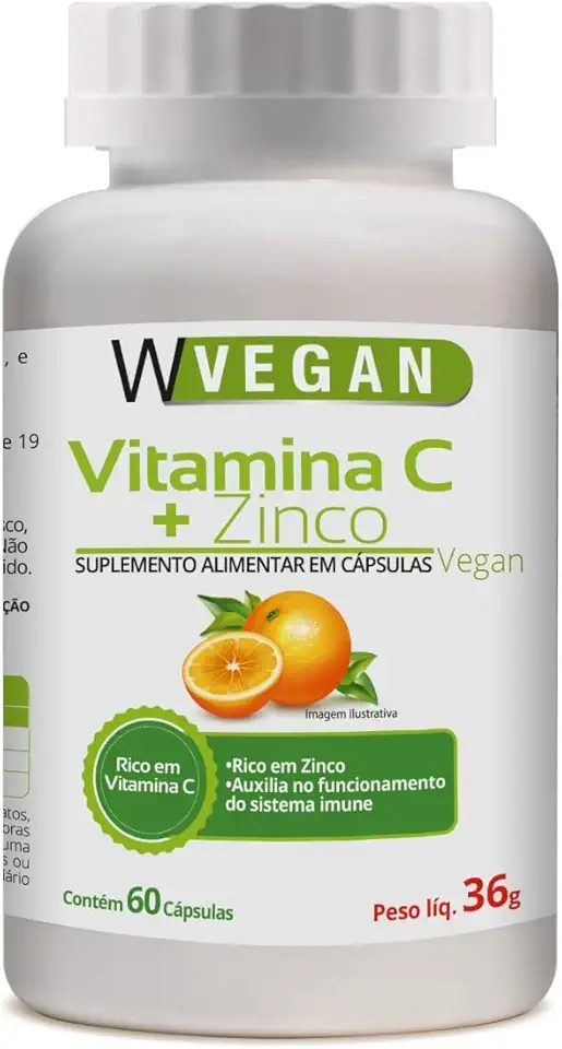 W Vegan Vitamina C 500Mg + Zinco 60 Capsulas Wvegan Vegano