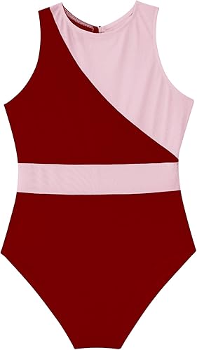 Miniatura 27 de JEATHA Kids Girls Color Block Cut Out Back Gymnastics Leotard Ballet Dance Tops Dancewear Performance Costume