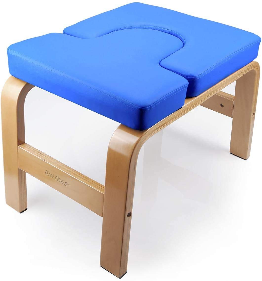 BIG.TREE Yoga Fitness Exercise Headstand Bench Wood and PU Pad Steady Inversion Chair for ShoulderStand&Handstand Family Gym Exercis