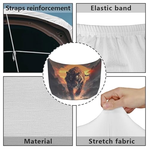 Image of Car Hood Cover,Men Car Hood Cover Protector Suitable Most Automotive Sedans Trucks Pickup Sports Cars,Car Accessories Tiger Sunset Print