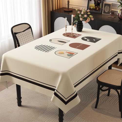 Morbuy Mantel Antimanchas Impermeable, Mantel Hule Mesa Rectángulo Resistente al Aceite, PVC Retro Clásico Cubierta de Mesa, Table Cloth Plastico,para Fiesta,Cocina,Exteriore (Beis,120x180cm)