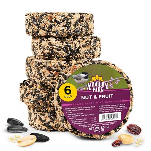 Audubon Park Nut & Fruit Snack Stack Wild Bird Food, Bird Seed Cake for Outside Feeders, 6-Pack