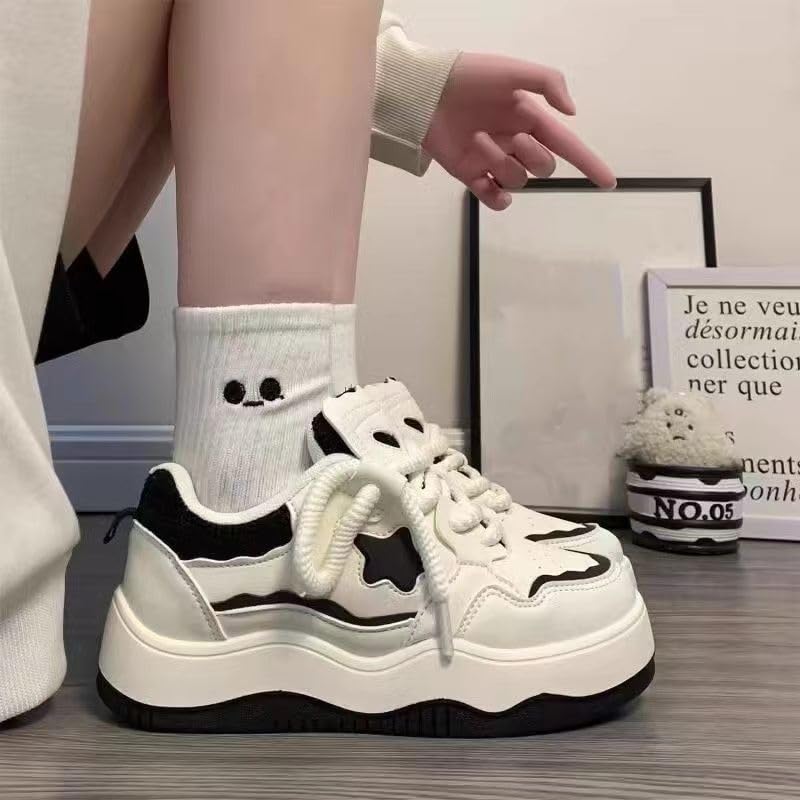 Star Platform Sneakers for Women - Chunky Cute Aesthetic Shoes, Thick Sole Anti-Slip Comfort US 4-8 (Gifts, Charms)3