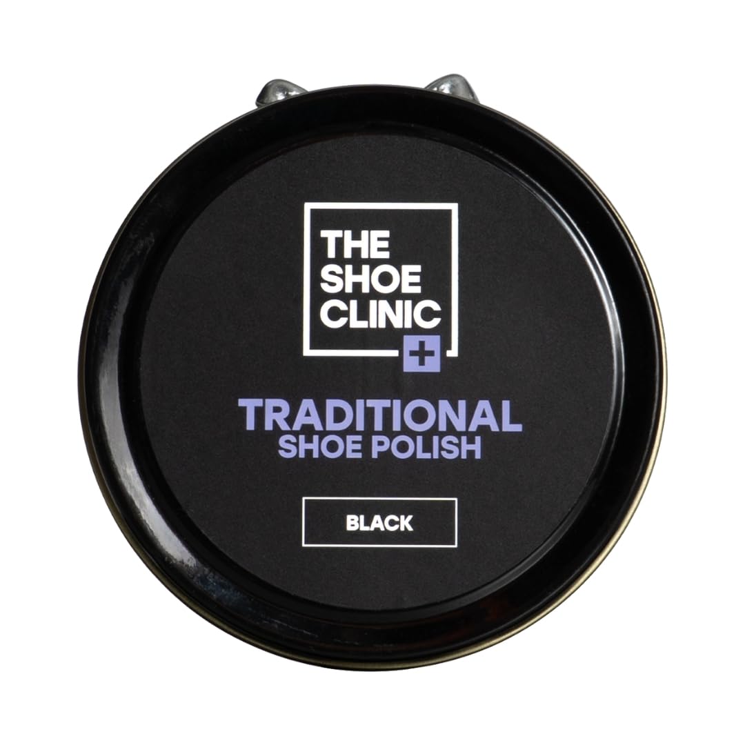Shoe Clinic Black Leather Shoe Polish | Traditional Wax Polish for Shoes, Boots & Footwear | Restores Colour, Covers Scuffs & Buffs to a Shine | Carnauba Wax & Beeswax | 50ml