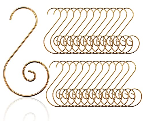 Ornament Hooks Christmas S Hooks Ornament Hangers Christmas Tree Hanger Baubles Ball Metal Hooks Xmas Decoration 100 PCS (Gold)