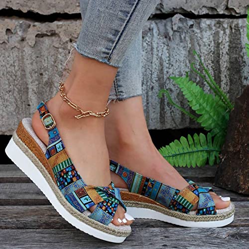 Womens Wedge Sandals Mid Heel Espadrilles Wedges Platform Sandals for Women Dressy Summer Comfortable Orthopedic Sandals Strappy Sandals for Women Walking Sandals Casual3