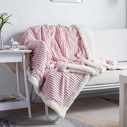 Dissa Sherpa Blanket Fleece Throw – 51X63, Pink & White – Soft, Plush, Fluffy, Fuzzy, Warm, Cozy, Thick – Perfect For Couch, Bed, Sofa, Chair - Reversible Throw Blanket #TOP5