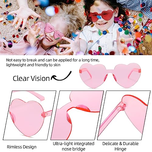12/20/24 Pairs Heart Sunglasses for Women Men, Trendy Heart Shaped Rimless Transparent Sunglasses, Bachelorette Party4