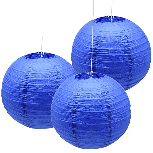 Hocansen 3 farolillos de papel de 12 pulgadas, farolillos chinos de papel redondos, farolillos para colgar decoración (12 in/Jewel Blue)