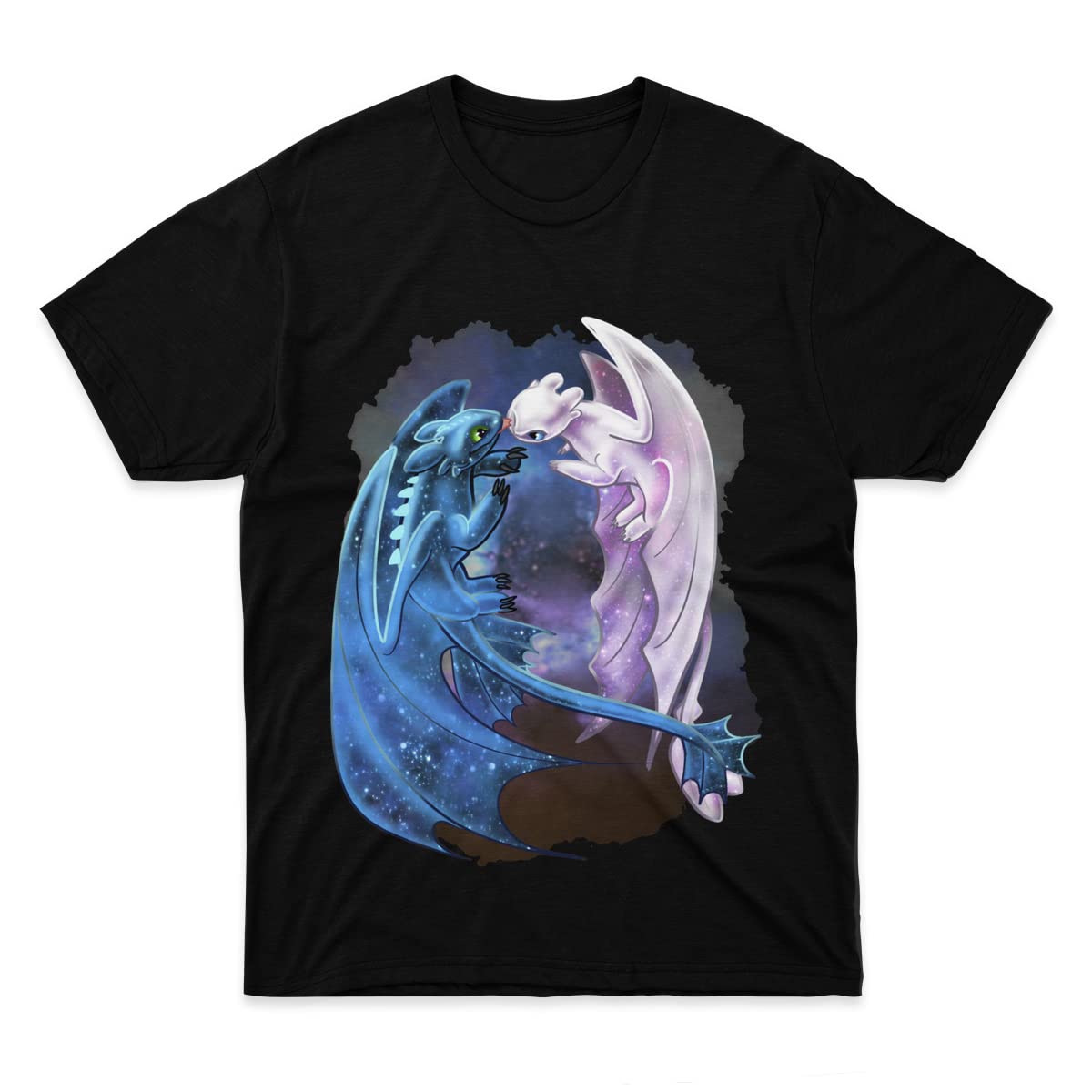 Mens Womens T-shirt Dragon Unisex Heart Cotton Starry Tee Dragons Shirt Toothless and Light Fury Graphic T Shirts Short Sleeve Top for Teen Girls Boys Multicolor