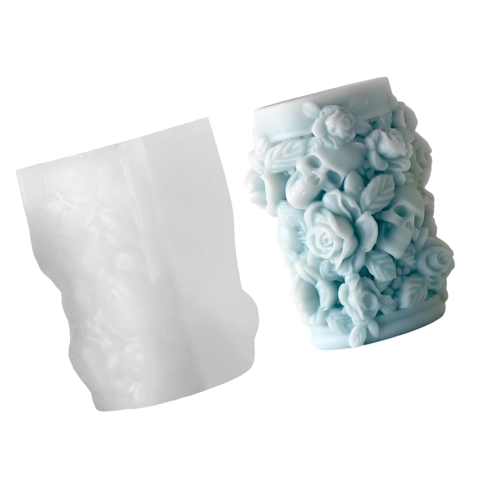 Oxxggkao Rose Skull Cylinder Food Grade Silicon for Soap Chocolate Crafting Art Projects Skull and Rose