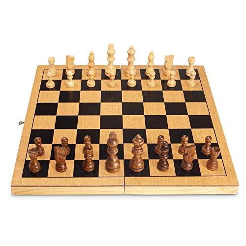 Sterling Games 3 In 1 Chess Checkers Backgammon Game Set With 15In Wooden Folding Board For Storage #TOP1